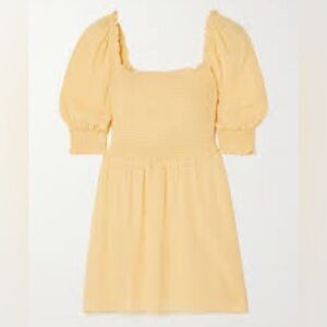 Reformation Elle Ruffled Shirred Mini Crepe Dress